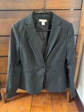 H&M Women's Charcoal Pinstripe Single-Button Blazer